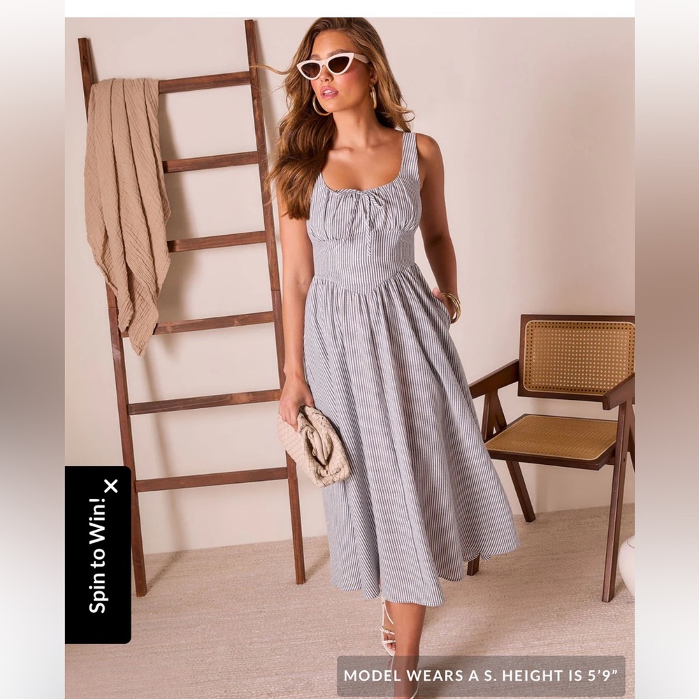 Striped Blue Midi Dress